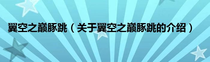 翼空之巅豚跳关于翼空之巅豚跳的介绍