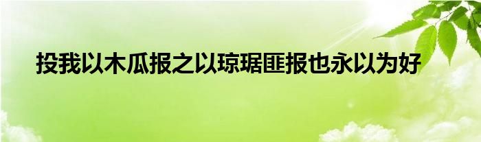 投我以木瓜报之以琼琚匪报也永以为好