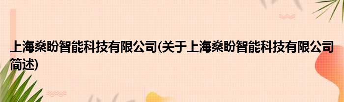 上海燊盼智能科技有限公司关于上海燊盼智能科技有限公司简述