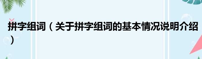 拼字组词关于拼字组词的基本情况说明介绍